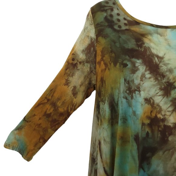 Andree by Unit Top Open Back Womens Size M Long Sleeve Green Brown Pullover - Picture 5 of 14